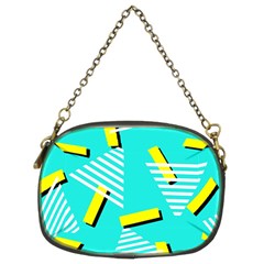 Vintage Unique Graphics Memphis Style Geometric Triangle Line Cube Yellow Green Blue Chain Purses (two Sides)  by Mariart