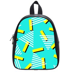 Vintage Unique Graphics Memphis Style Geometric Triangle Line Cube Yellow Green Blue School Bags (small)  by Mariart