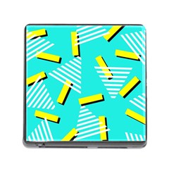 Vintage Unique Graphics Memphis Style Geometric Triangle Line Cube Yellow Green Blue Memory Card Reader (square) by Mariart