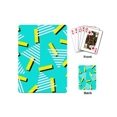 Vintage Unique Graphics Memphis Style Geometric Triangle Line Cube Yellow Green Blue Playing Cards (mini)  by Mariart