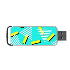 Vintage Unique Graphics Memphis Style Geometric Triangle Line Cube Yellow Green Blue Portable Usb Flash (one Side) by Mariart