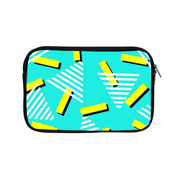 Vintage Unique Graphics Memphis Style Geometric Triangle Line Cube Yellow Green Blue Apple MacBook Pro 13  Zipper Case