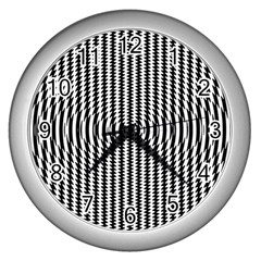 Vertical Lines Waves Wave Chevron Small Black Wall Clocks (silver) 