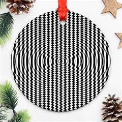 Vertical Lines Waves Wave Chevron Small Black Round Ornament (two Sides)