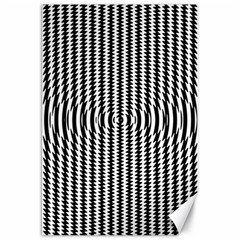 Vertical Lines Waves Wave Chevron Small Black Canvas 20  X 30  