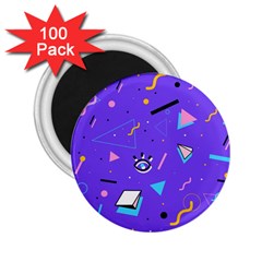 Vintage Unique Graphics Memphis Style Geometric Style Pattern Grapic Triangle Big Eye Purple Blue 2 25  Magnets (100 Pack) 