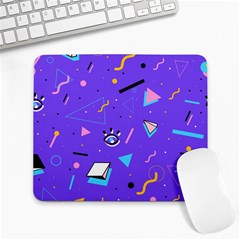 Vintage Unique Graphics Memphis Style Geometric Style Pattern Grapic Triangle Big Eye Purple Blue Large Mousepads by Mariart