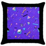 Vintage Unique Graphics Memphis Style Geometric Style Pattern Grapic Triangle Big Eye Purple Blue Throw Pillow Case (Black) Front