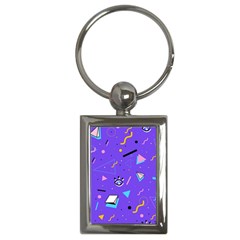 Vintage Unique Graphics Memphis Style Geometric Style Pattern Grapic Triangle Big Eye Purple Blue Key Chains (rectangle) 