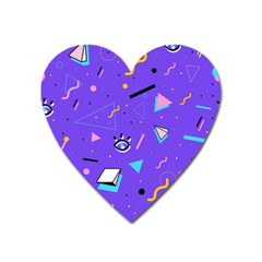 Vintage Unique Graphics Memphis Style Geometric Style Pattern Grapic Triangle Big Eye Purple Blue Heart Magnet