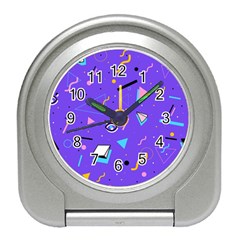 Vintage Unique Graphics Memphis Style Geometric Style Pattern Grapic Triangle Big Eye Purple Blue Travel Alarm Clocks by Mariart