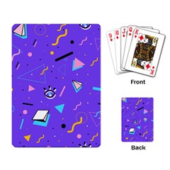 Vintage Unique Graphics Memphis Style Geometric Style Pattern Grapic Triangle Big Eye Purple Blue Playing Card by Mariart