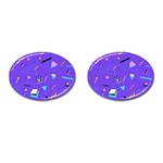 Vintage Unique Graphics Memphis Style Geometric Style Pattern Grapic Triangle Big Eye Purple Blue Cufflinks (Oval) Front(Pair)