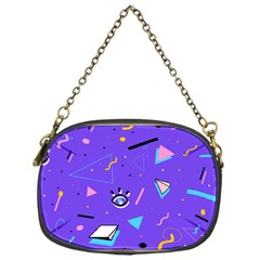 Vintage Unique Graphics Memphis Style Geometric Style Pattern Grapic Triangle Big Eye Purple Blue Chain Purses (one Side)  by Mariart