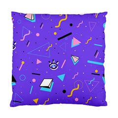 Vintage Unique Graphics Memphis Style Geometric Style Pattern Grapic Triangle Big Eye Purple Blue Standard Cushion Case (one Side) by Mariart