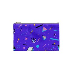 Vintage Unique Graphics Memphis Style Geometric Style Pattern Grapic Triangle Big Eye Purple Blue Cosmetic Bag (small)  by Mariart