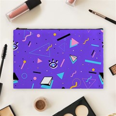 Vintage Unique Graphics Memphis Style Geometric Style Pattern Grapic Triangle Big Eye Purple Blue Cosmetic Bag (large)  by Mariart