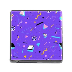 Vintage Unique Graphics Memphis Style Geometric Style Pattern Grapic Triangle Big Eye Purple Blue Memory Card Reader (square) by Mariart