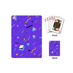 Vintage Unique Graphics Memphis Style Geometric Style Pattern Grapic Triangle Big Eye Purple Blue Playing Cards (mini)  by Mariart