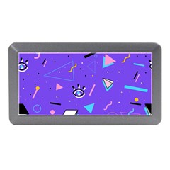 Vintage Unique Graphics Memphis Style Geometric Style Pattern Grapic Triangle Big Eye Purple Blue Memory Card Reader (mini) by Mariart