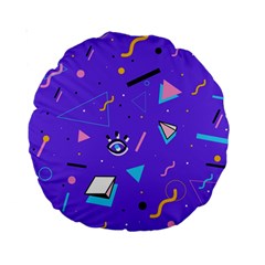 Vintage Unique Graphics Memphis Style Geometric Style Pattern Grapic Triangle Big Eye Purple Blue Standard 15  Premium Round Cushions by Mariart