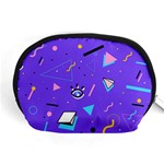 Vintage Unique Graphics Memphis Style Geometric Style Pattern Grapic Triangle Big Eye Purple Blue Accessory Pouches (Medium)  Front