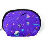 Vintage Unique Graphics Memphis Style Geometric Style Pattern Grapic Triangle Big Eye Purple Blue Accessory Pouches (Medium)  Back