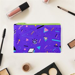 Vintage Unique Graphics Memphis Style Geometric Style Pattern Grapic Triangle Big Eye Purple Blue Cosmetic Bag (xs) by Mariart