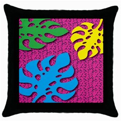 Vintage Unique Graphics Memphis Style Geometric Leaf Green Blue Yellow Pink Throw Pillow Case (black)