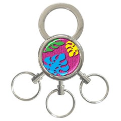 Vintage Unique Graphics Memphis Style Geometric Leaf Green Blue Yellow Pink 3-ring Key Chains