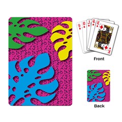 Vintage Unique Graphics Memphis Style Geometric Leaf Green Blue Yellow Pink Playing Card by Mariart