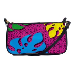 Vintage Unique Graphics Memphis Style Geometric Leaf Green Blue Yellow Pink Shoulder Clutch Bags