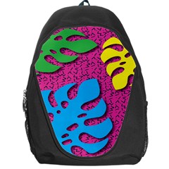 Vintage Unique Graphics Memphis Style Geometric Leaf Green Blue Yellow Pink Backpack Bag