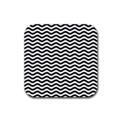 Waves Stripes Triangles Wave Chevron Black Rubber Coaster (square) 