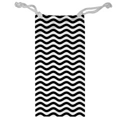 Waves Stripes Triangles Wave Chevron Black Jewelry Bag by Mariart