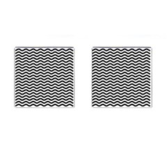 Waves Stripes Triangles Wave Chevron Black Cufflinks (square)