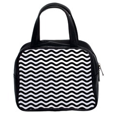 Waves Stripes Triangles Wave Chevron Black Classic Handbags (2 Sides)