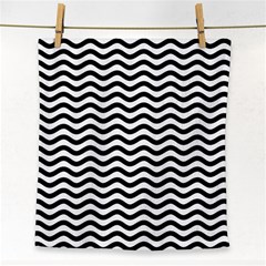 Waves Stripes Triangles Wave Chevron Black Face Towel by Mariart