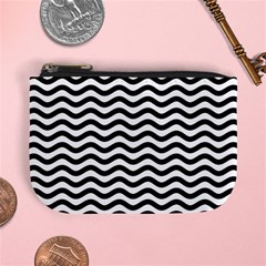 Waves Stripes Triangles Wave Chevron Black Mini Coin Purses by Mariart