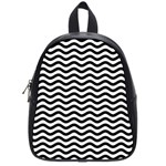 Waves Stripes Triangles Wave Chevron Black School Bags (Small)  Front