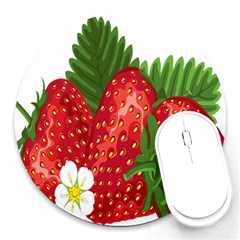 Strawberry Red Seed Leaf Green Round Mousepads by Mariart