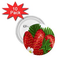 Strawberry Red Seed Leaf Green 1 75  Buttons (10 Pack) by Mariart