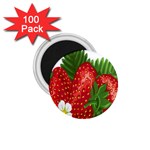 Strawberry Red Seed Leaf Green 1.75  Magnets (100 pack)  Front