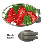 Strawberry Red Seed Leaf Green Money Clips (Oval)  Front