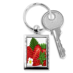 Strawberry Red Seed Leaf Green Key Chains (rectangle)  by Mariart