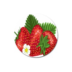 Strawberry Red Seed Leaf Green Magnet 3  (round) by Mariart