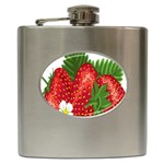 Strawberry Red Seed Leaf Green Hip Flask (6 oz) Front