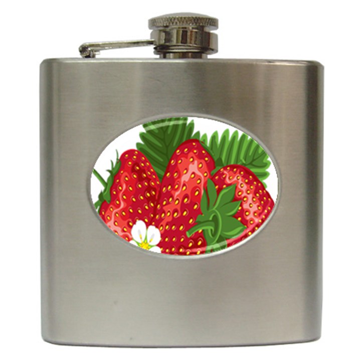 Strawberry Red Seed Leaf Green Hip Flask (6 oz)