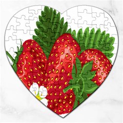 Strawberry Red Seed Leaf Green Jigsaw Puzzle (heart) by Mariart