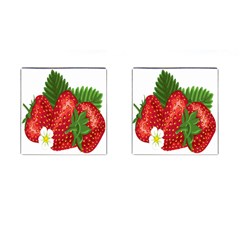 Strawberry Red Seed Leaf Green Cufflinks (square) by Mariart